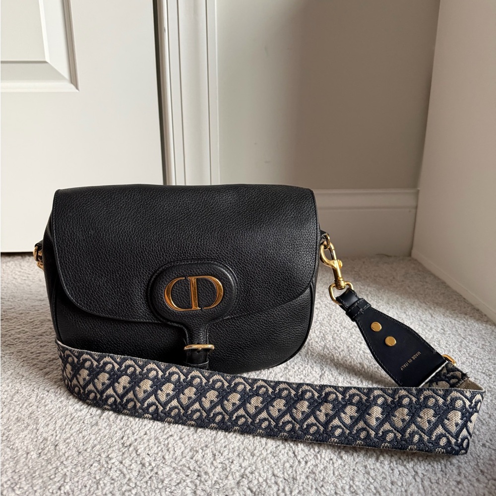 Dior Black Bobby Crossbody Bag Satchel with Gold Accents